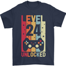 24th Birthday 24 Year Old Level Up Gamming Mens T-Shirt 100% Cotton Navy Blue