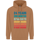 24th Birthday 24 Year Old Mens 80% Cotton Hoodie Caramel Latte