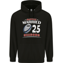 25 Year Wedding Anniversary 25th Rugby Mens 80% Cotton Hoodie Black