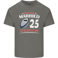 25 Year Wedding Anniversary 25th Rugby Mens Cotton T-Shirt Tee Top Charcoal