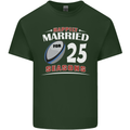 25 Year Wedding Anniversary 25th Rugby Mens Cotton T-Shirt Tee Top Forest Green