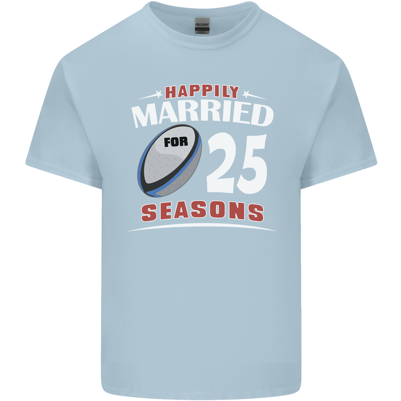 25 Year Wedding Anniversary 25th Rugby Mens Cotton T-Shirt Tee Top Light Blue