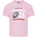 25 Year Wedding Anniversary 25th Rugby Mens Cotton T-Shirt Tee Top Light Pink