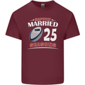 25 Year Wedding Anniversary 25th Rugby Mens Cotton T-Shirt Tee Top Maroon