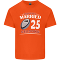 25 Year Wedding Anniversary 25th Rugby Mens Cotton T-Shirt Tee Top Orange