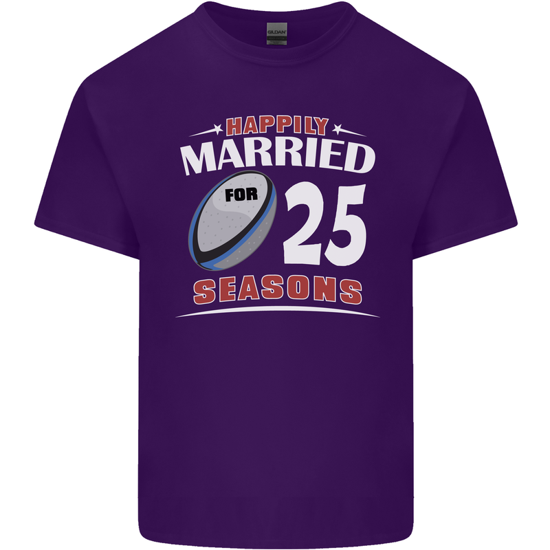 25 Year Wedding Anniversary 25th Rugby Mens Cotton T-Shirt Tee Top Purple