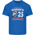 25 Year Wedding Anniversary 25th Rugby Mens Cotton T-Shirt Tee Top Royal Blue
