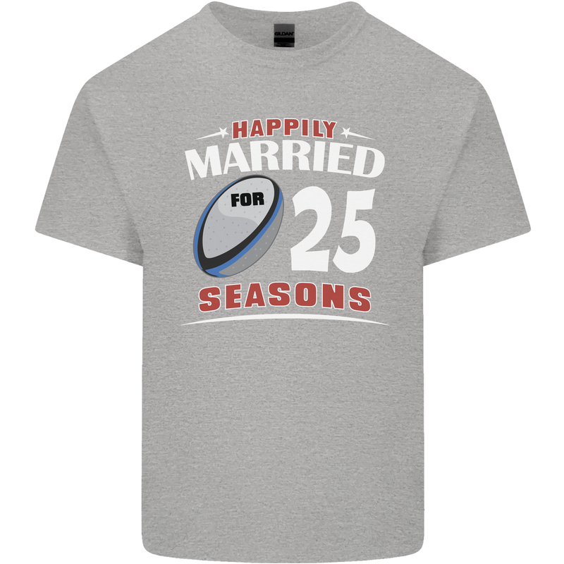 25 Year Wedding Anniversary 25th Rugby Mens Cotton T-Shirt Tee Top Sports Grey