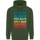 25th Birthday 25 Year Old Mens 80% Cotton Hoodie Forest Green