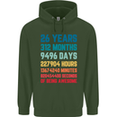 26th Birthday 26 Year Old Mens 80% Cotton Hoodie Forest Green