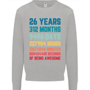 26th Birthday 26 Year Old Mens Sweatshirt Jumper Sports Grey
