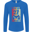27th Birthday 27 Year Old Level Up Gamming Mens Long Sleeve T-Shirt Royal Blue