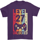 27th Birthday 27 Year Old Level Up Gamming Mens T-Shirt 100% Cotton Purple