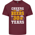30th Birthday 30 Year Old Funny Alcohol Mens Cotton T-Shirt Tee Top Maroon
