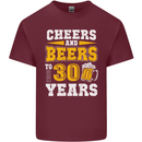 30th Birthday 30 Year Old Funny Alcohol Mens Cotton T-Shirt Tee Top Maroon