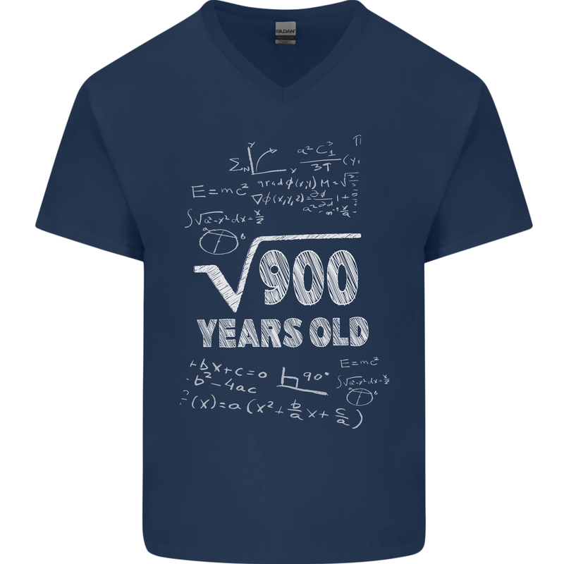 30th Birthday 30 Year Old Geek Funny Maths Mens V-Neck Cotton T-Shirt Navy Blue