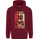 30th Birthday 30 Year Old Level Up Gamming Mens 80% Cotton Hoodie Maroon
