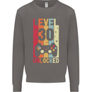 30th Birthday 30 Year Old Level Up Gamming Mens Sweatshirt Jumper Charcoal
