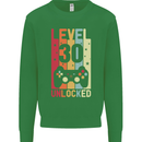 30th Birthday 30 Year Old Level Up Gamming Mens Sweatshirt Jumper Irish Green