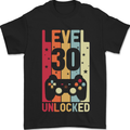 30th Birthday 30 Year Old Level Up Gamming Mens T-Shirt 100% Cotton Black