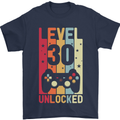 30th Birthday 30 Year Old Level Up Gamming Mens T-Shirt 100% Cotton Navy Blue