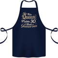 30th Birthday Queen Thirty Years Old 30 Cotton Apron 100% Organic Navy Blue