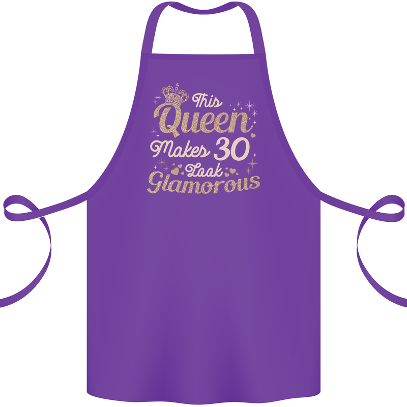 30th Birthday Queen Thirty Years Old 30 Cotton Apron 100% Organic Purple
