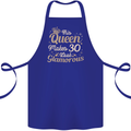 30th Birthday Queen Thirty Years Old 30 Cotton Apron 100% Organic Royal Blue