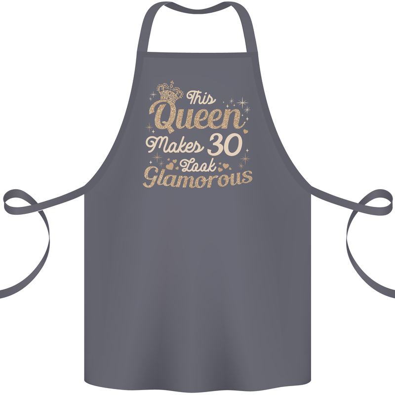 30th Birthday Queen Thirty Years Old 30 Cotton Apron 100% Organic Steel