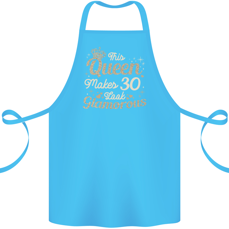 30th Birthday Queen Thirty Years Old 30 Cotton Apron 100% Organic Turquoise