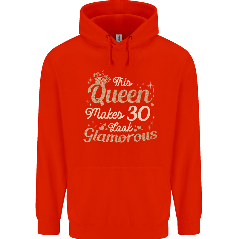 30th Birthday Queen Thirty Years Old 30 Mens 80% Cotton Hoodie Bright Red