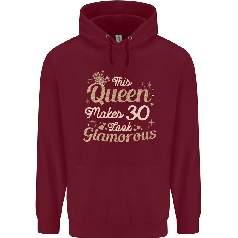 30th Birthday Queen Thirty Years Old 30 Mens 80% Cotton Hoodie Maroon