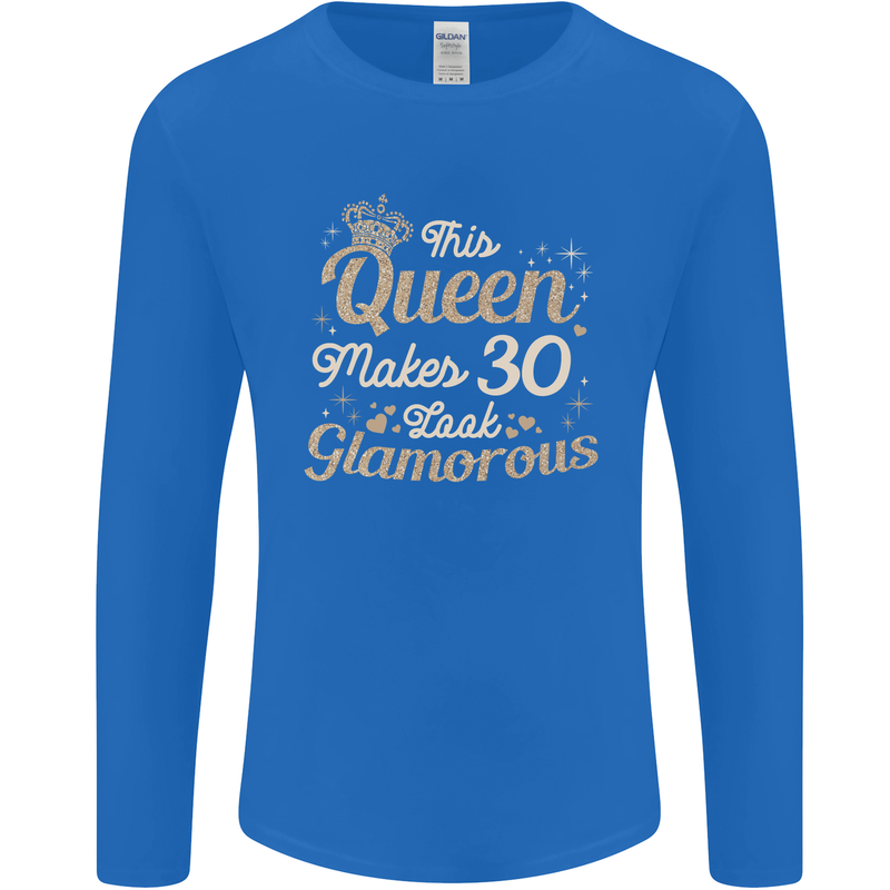 30th Birthday Queen Thirty Years Old 30 Mens Long Sleeve T-Shirt Royal Blue