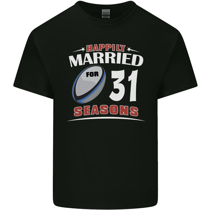 31 Year Wedding Anniversary 31st Rugby Mens Cotton T-Shirt Tee Top Black