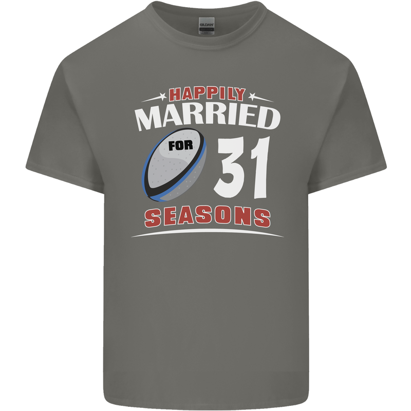 31 Year Wedding Anniversary 31st Rugby Mens Cotton T-Shirt Tee Top Charcoal