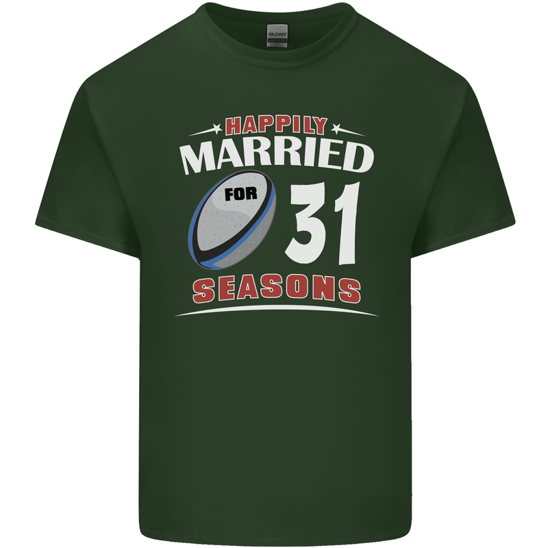 31 Year Wedding Anniversary 31st Rugby Mens Cotton T-Shirt Tee Top Forest Green