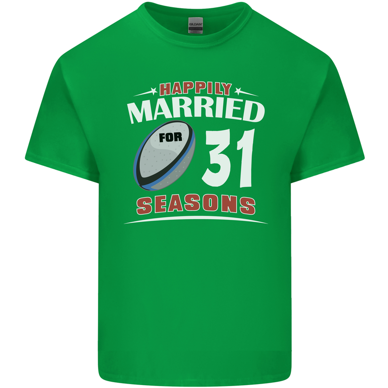 31 Year Wedding Anniversary 31st Rugby Mens Cotton T-Shirt Tee Top Irish Green