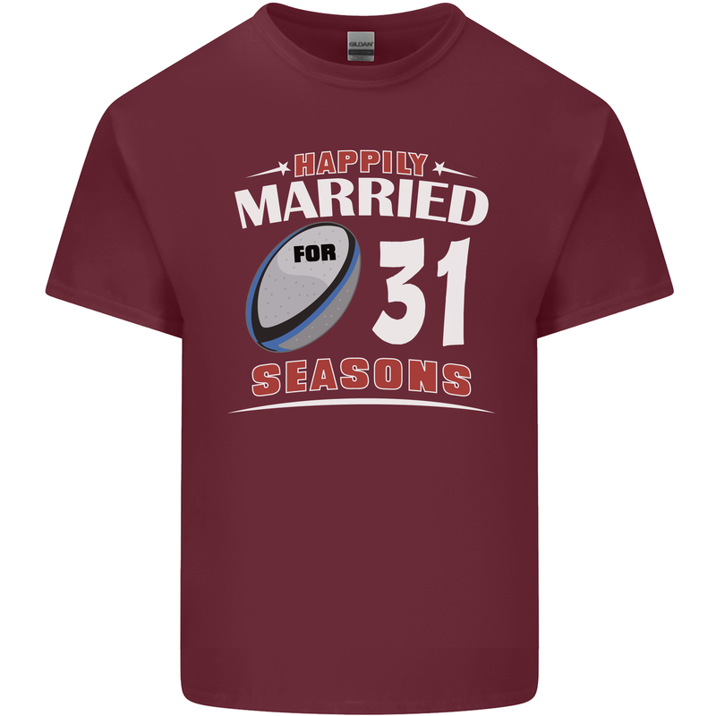 31 Year Wedding Anniversary 31st Rugby Mens Cotton T-Shirt Tee Top Maroon