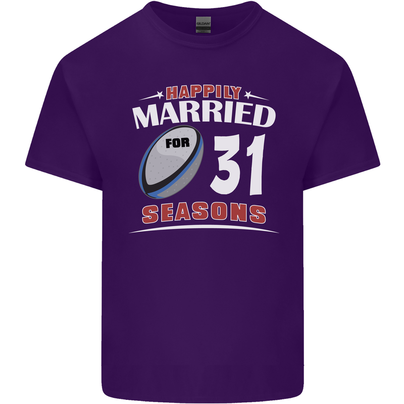 31 Year Wedding Anniversary 31st Rugby Mens Cotton T-Shirt Tee Top Purple