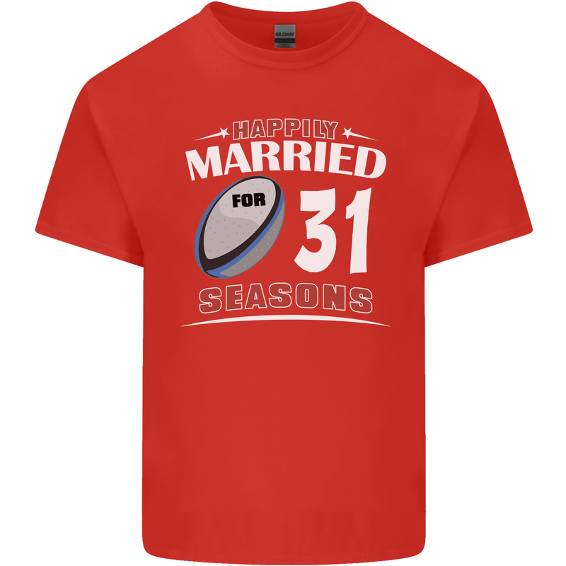 31 Year Wedding Anniversary 31st Rugby Mens Cotton T-Shirt Tee Top Red