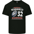 32 Year Wedding Anniversary 32nd Rugby Mens Cotton T-Shirt Tee Top Black