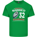 32 Year Wedding Anniversary 32nd Rugby Mens Cotton T-Shirt Tee Top Irish Green