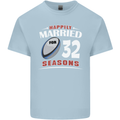 32 Year Wedding Anniversary 32nd Rugby Mens Cotton T-Shirt Tee Top Light Blue