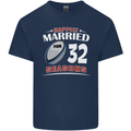 32 Year Wedding Anniversary 32nd Rugby Mens Cotton T-Shirt Tee Top Navy Blue