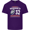 32 Year Wedding Anniversary 32nd Rugby Mens Cotton T-Shirt Tee Top Purple