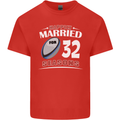 32 Year Wedding Anniversary 32nd Rugby Mens Cotton T-Shirt Tee Top Red