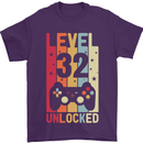 32nd Birthday 32 Year Old Level Up Gamming Mens T-Shirt 100% Cotton Purple
