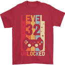 32nd Birthday 32 Year Old Level Up Gamming Mens T-Shirt 100% Cotton Red