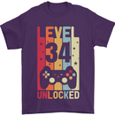 34th Birthday 34 Year Old Level Up Gamming Mens T-Shirt 100% Cotton Purple