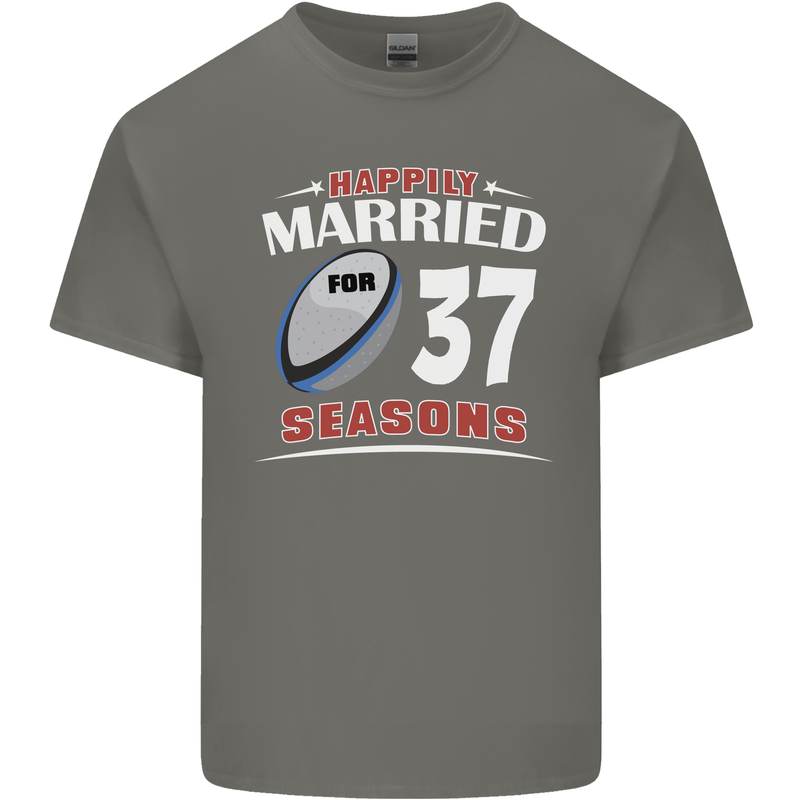 37 Year Wedding Anniversary 37th Rugby Mens Cotton T-Shirt Tee Top Charcoal